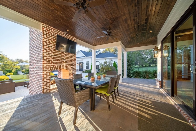 view of patio / terrace with an outdoor hangout area and ceiling fan