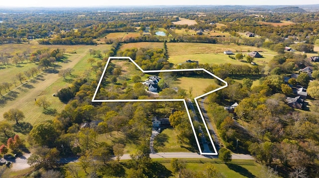 aerial view featuring a rural view