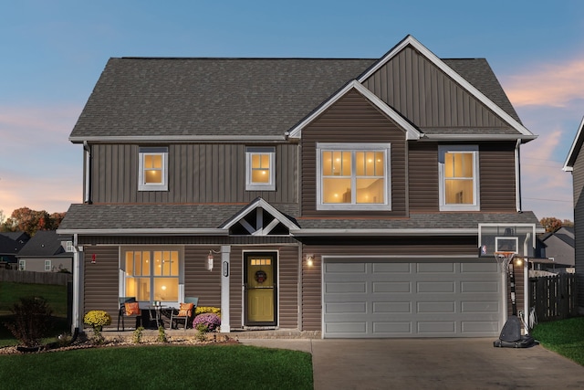 view of front of home with a garage