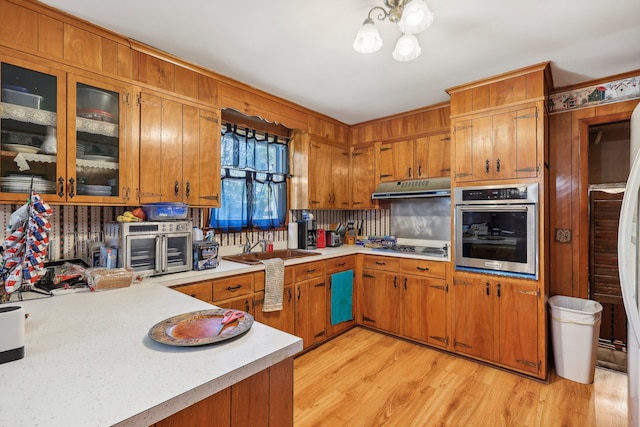 kitchen featuring sink, stainless steel appliances, and light hardwood / wood-style flooring