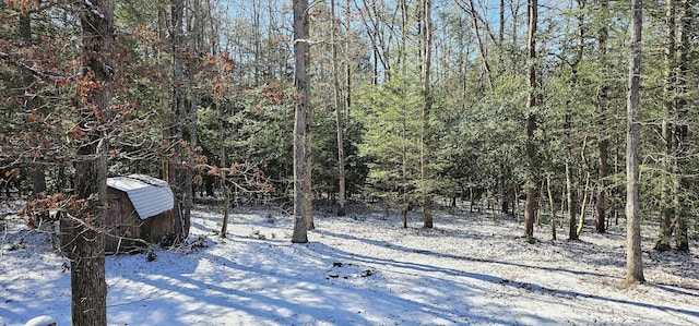 view of yard layered in snow