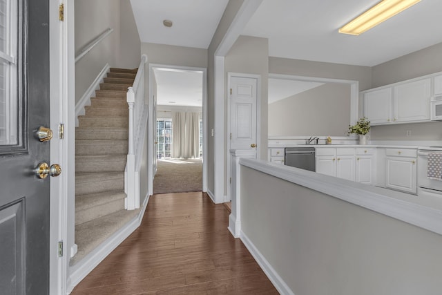 entrance foyer with dark hardwood / wood-style floors