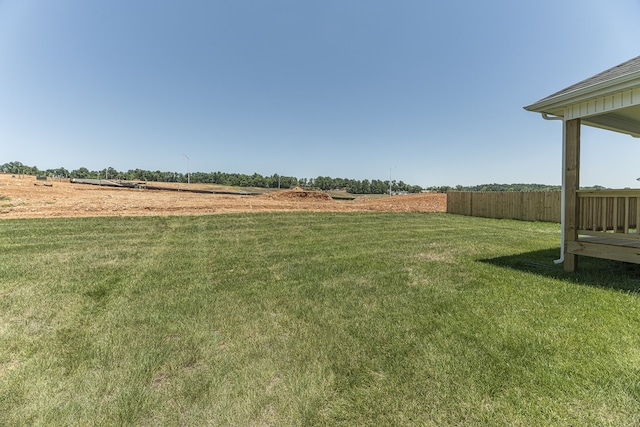 view of yard with a rural view and fence