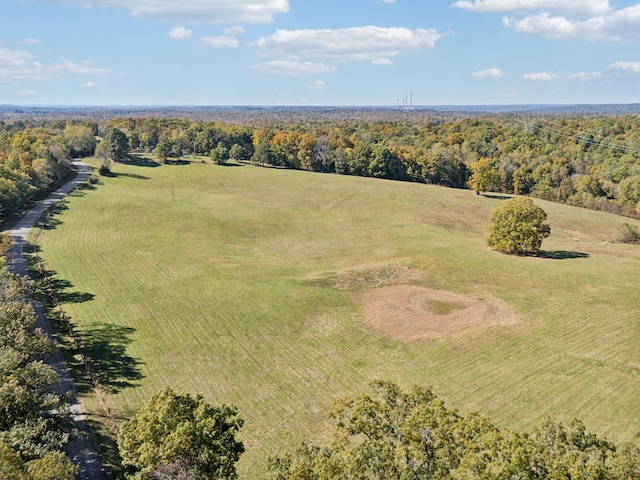 birds eye view of property featuring a rural view