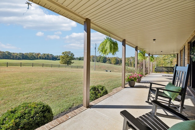 view of patio / terrace with a rural view