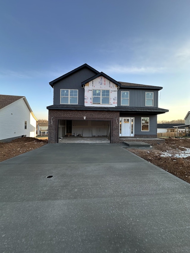 view of front of house with a garage