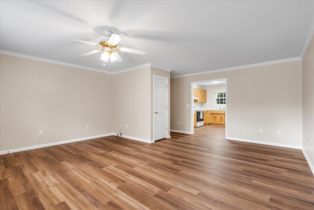 105 Middleton Ct, Tullahoma, TN 37388 - spare room with crown molding, a ceiling fan, baseboards, and wood finished floors