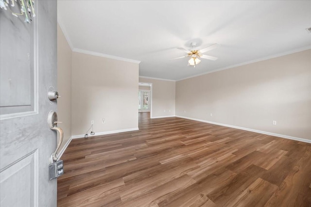 105 Middleton Ct, Tullahoma, TN 37388 - spare room with a ceiling fan, baseboards, ornamental molding, and wood finished floors