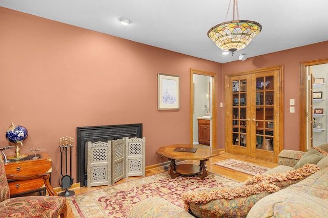 living room with hardwood / wood-style flooring