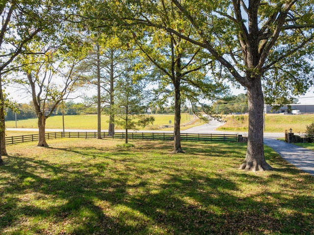 view of yard with a rural view