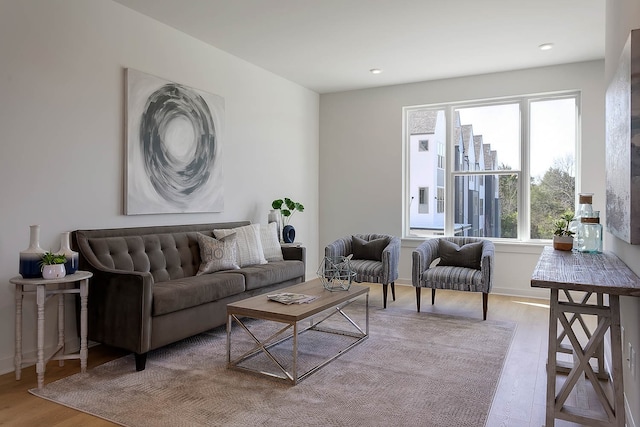 living room featuring light hardwood / wood-style flooring