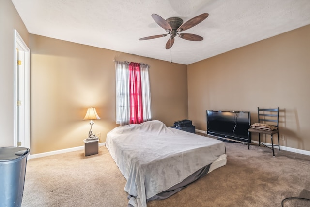 bedroom featuring carpet and ceiling fan