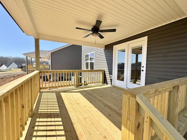 wooden terrace with ceiling fan