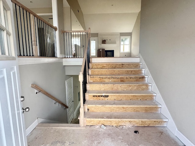 stairway with baseboards