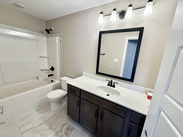 full bathroom with vanity, toilet, and shower / bathing tub combination