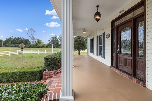 view of patio featuring a porch