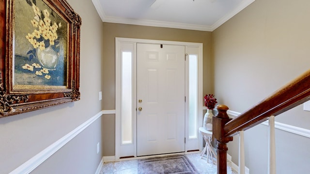 foyer entrance with ornamental molding