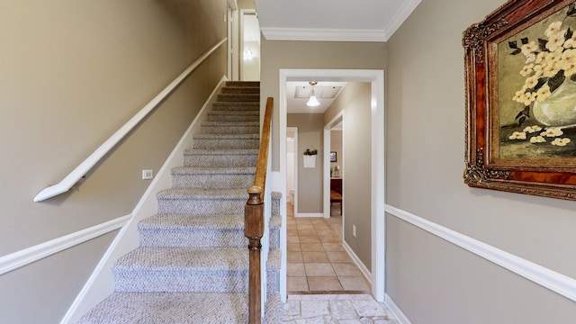 staircase with ornamental molding