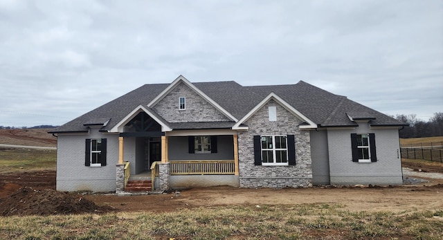 view of front facade featuring covered porch