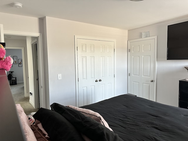 carpeted bedroom featuring a closet