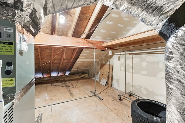 view of unfinished attic