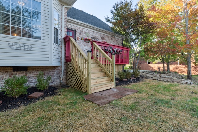 view of yard with a deck