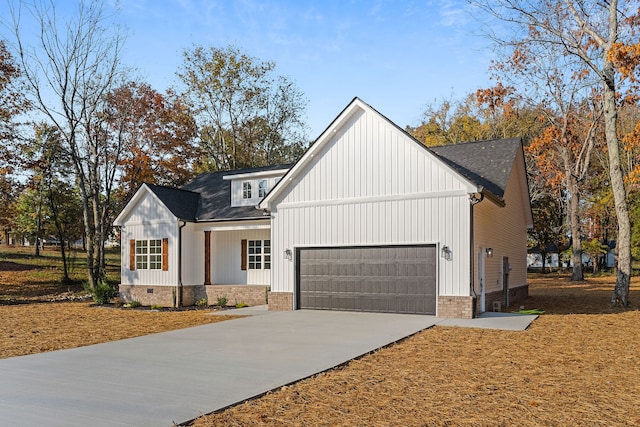 modern farmhouse with a garage