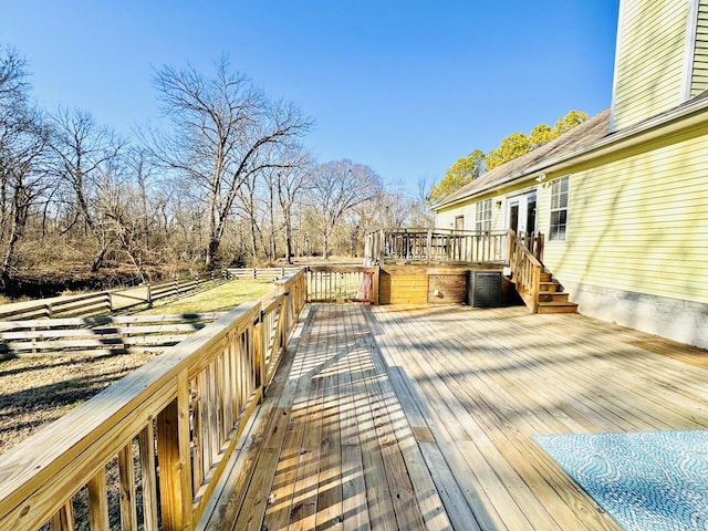 wooden deck with french doors