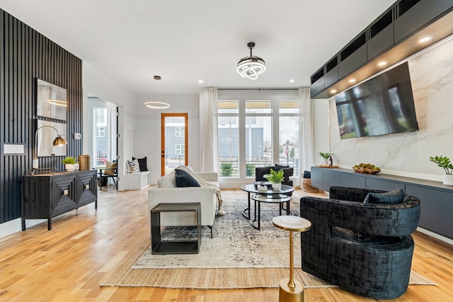 living room with light wood-type flooring