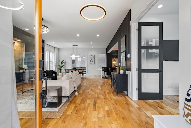 living room featuring light hardwood / wood-style floors