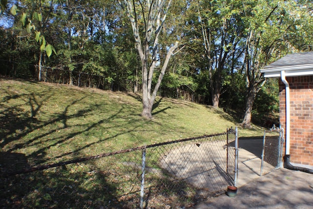 view of yard with a gate and fence