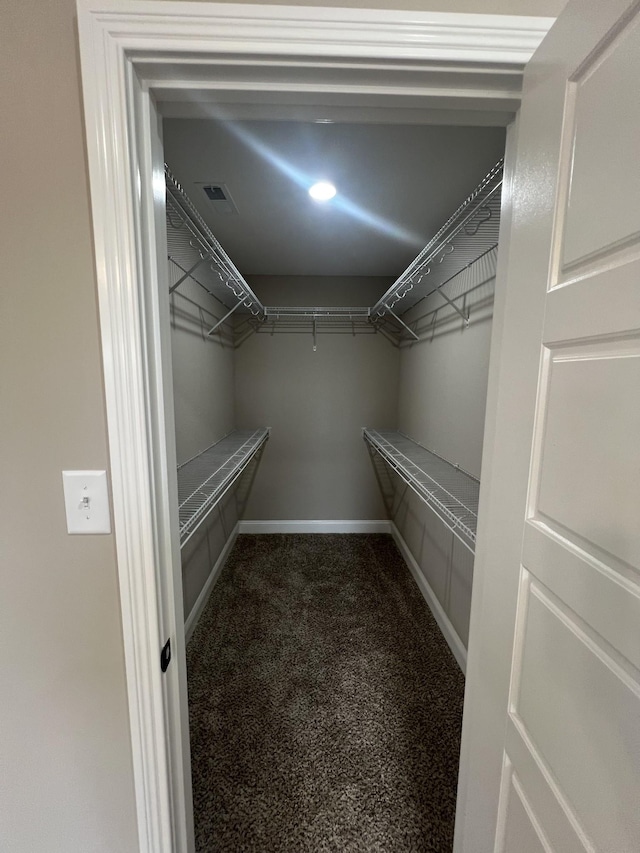 walk in closet with carpet floors and visible vents