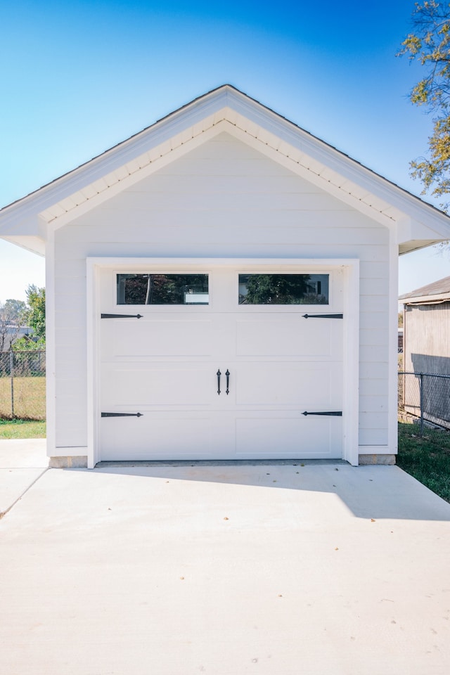 view of garage