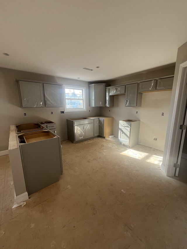 kitchen with gray cabinetry