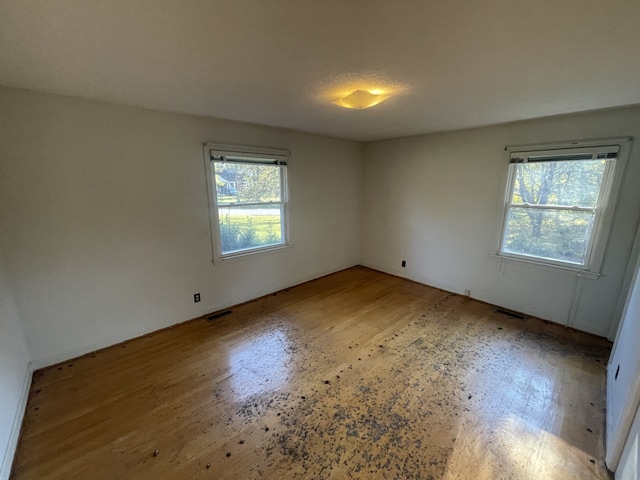 unfurnished room with light hardwood / wood-style floors and a wealth of natural light