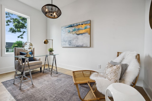 living area featuring hardwood / wood-style floors