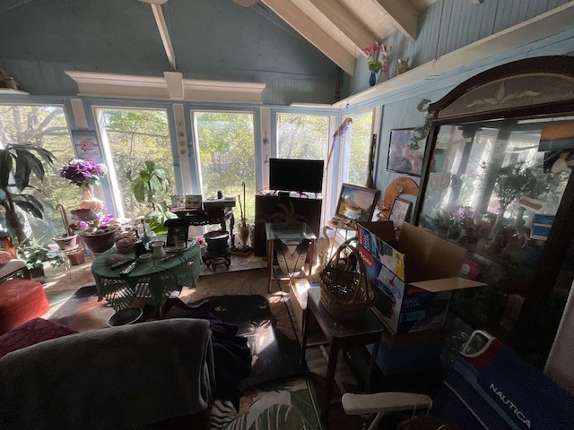 sunroom / solarium with vaulted ceiling