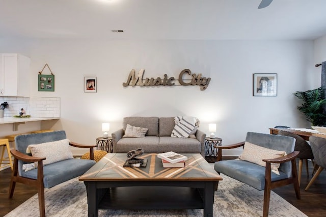 living room with hardwood / wood-style floors