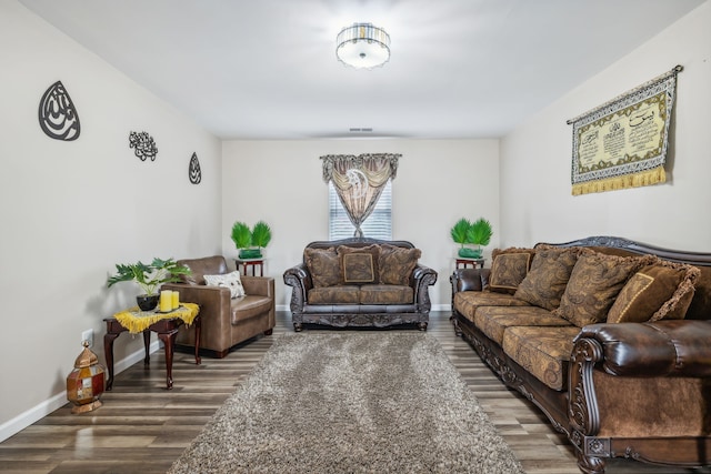 living room with hardwood / wood-style flooring