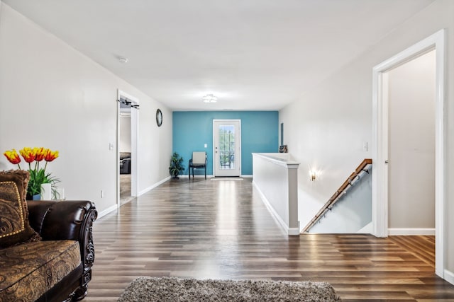 living room featuring dark hardwood / wood-style flooring