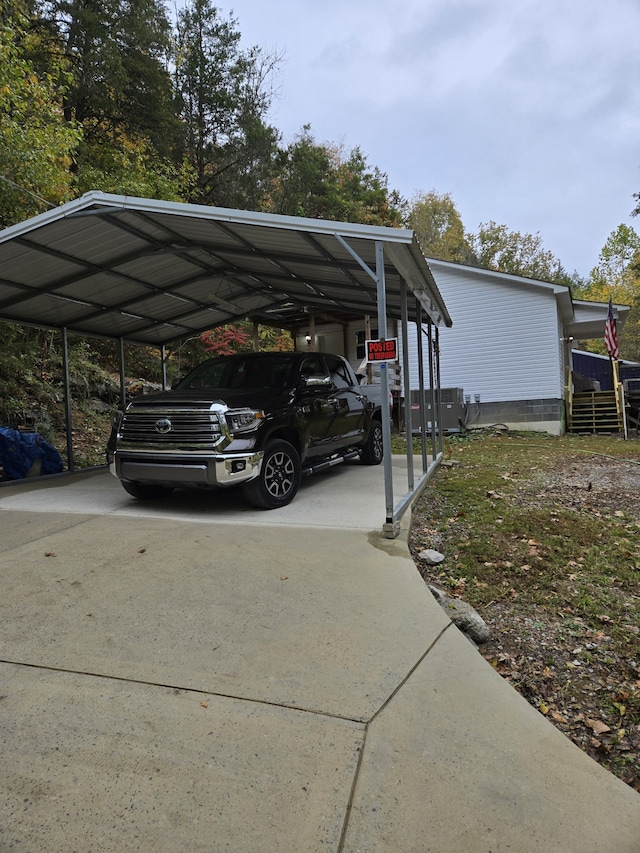 view of parking with a carport