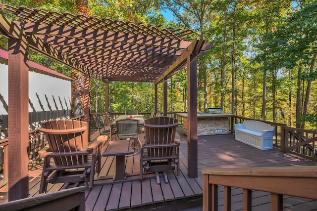 deck featuring a pergola