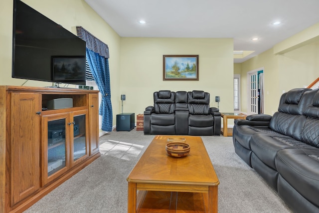 living room with carpet floors