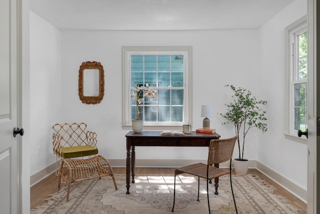 living area featuring light wood-type flooring