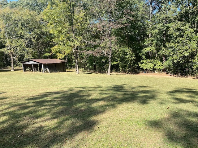 view of yard with an outbuilding