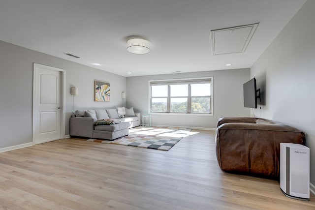 living room featuring light wood-type flooring