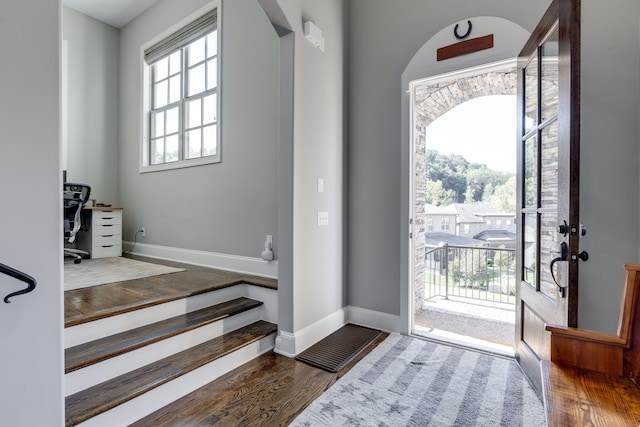 foyer with hardwood / wood-style flooring