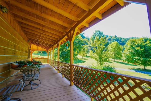 wooden terrace featuring a porch