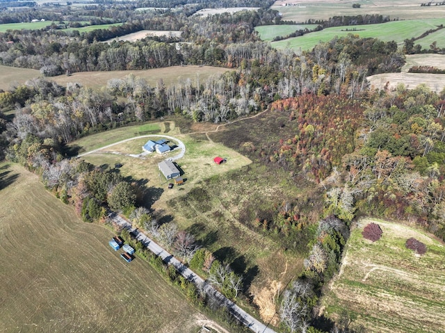 aerial view featuring a rural view