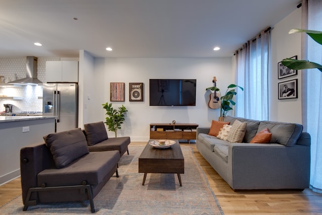 living room featuring light hardwood / wood-style floors